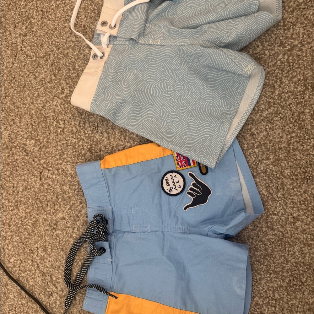 TWO Kids Blue and Yellow Swim Shorts